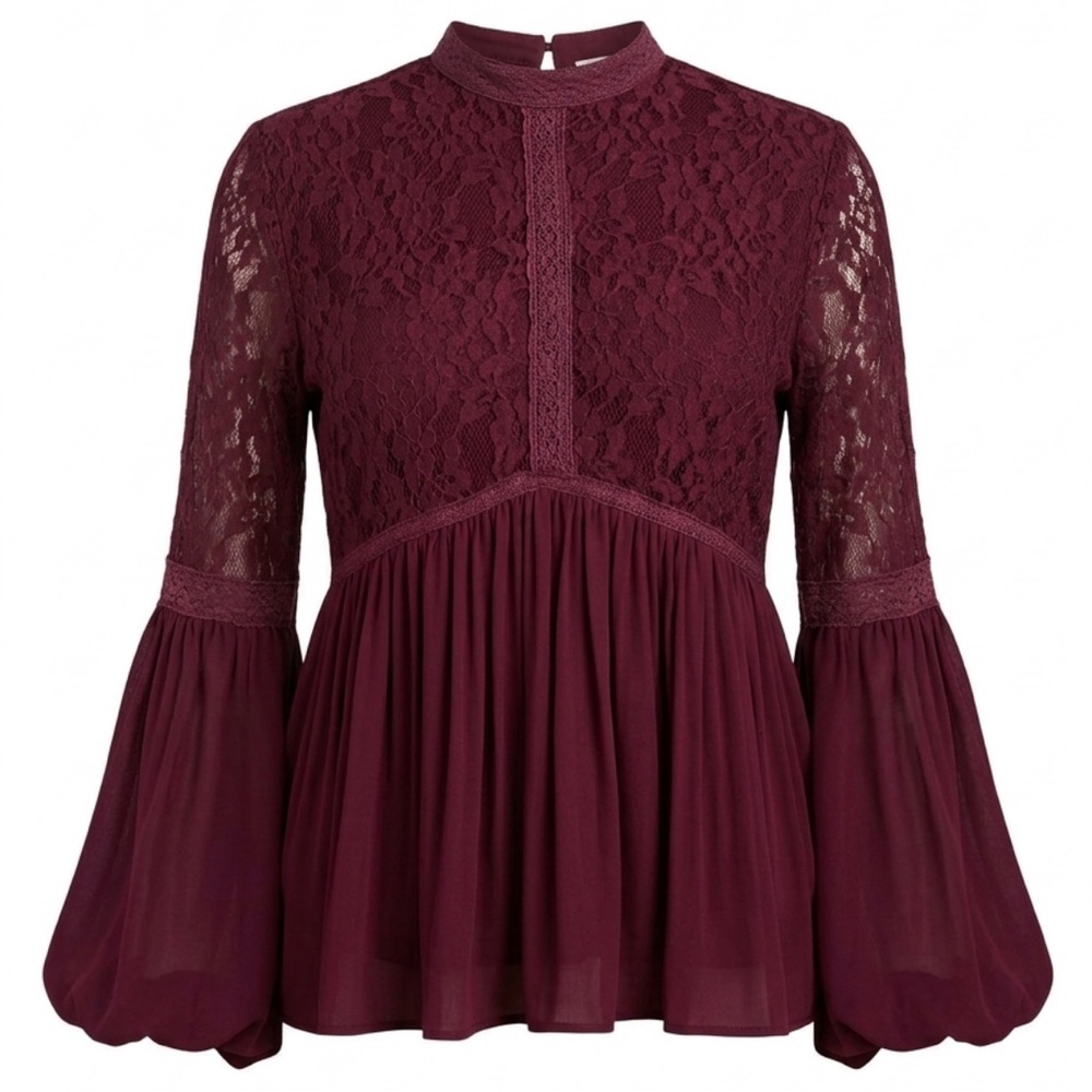 Lace Bell Sleeve Dark Gothic Romantic Ethereal Fairy Witchy WhimsiGoth Top S